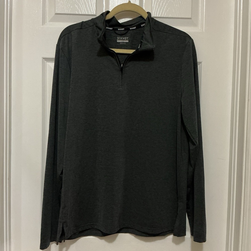 2(X)ist Men's Dark Gray Pullover Large 1/4 Zip Shirt Long Sleeve